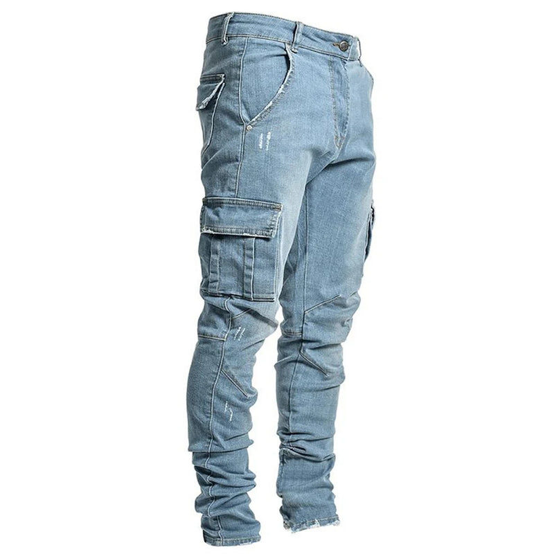 Jeans Elástico Homens Denim Calças Joggers