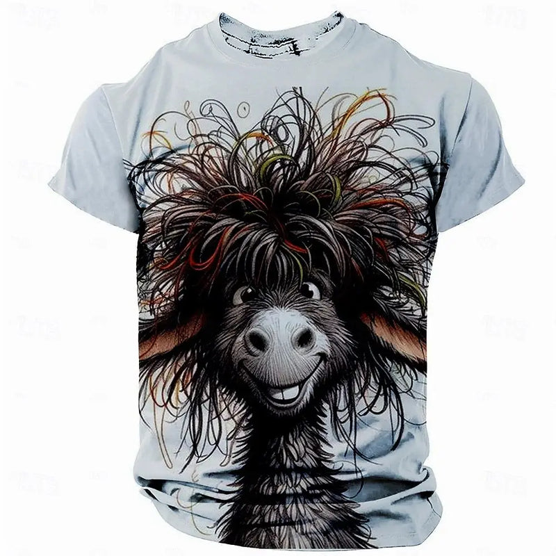 Camiseta de verão masculina engraçada com estampa Animal